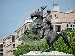 Statue of Andrew Jackson from the Battle of New Orleans in Lafayette Square in Washington, DC